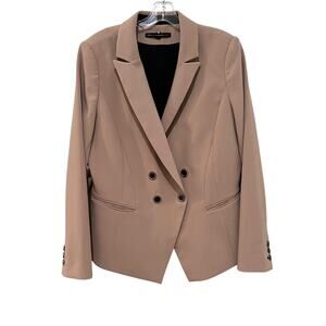 White House Black Market Jacket Womens 14 Tan Double Breasted Blazer Lined